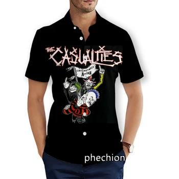 phechion Летни мъжки плажни ризи с къс ръкав Групата на жертвите 3D отпечатани ежедневни ризи Мода Улично облекло Мъжки върхове X22