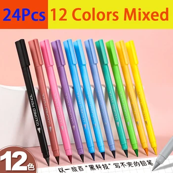 24Pcs нова технология цветен молив деца нов безоловен безкраен молив изтриваем пластмасов молив за графити живопис изкуство