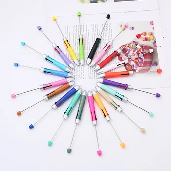 30pcs Бизнес четири цветни пълнители Beaded писалка сладък Beadable химикалки DIY ръчно изработени подарък колоритен подарък топка писалка за писане