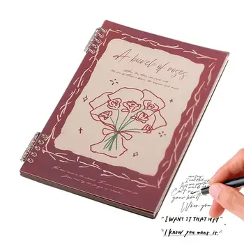 Loose Leaf Notebook 60 листа Зареждащ се дневник за пътуване B5 Rose Cover Романтичен класьор дневник дневник дневник планиране бележник
