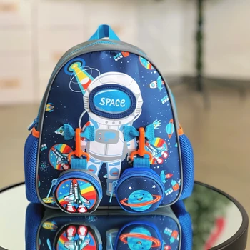 Cartoon детска градина бебе детска ученическа чанта, двоен портфейл раница детски подарък 3D раница