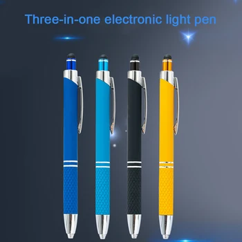 3 в 1 сензорен екран стилус химикалка с LED светлина за iPad Iphone училище писане писалки
