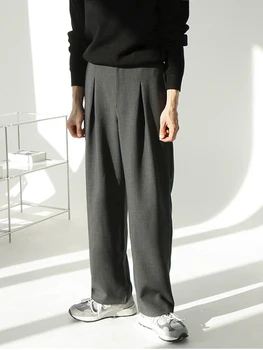 SYUHGFA Trend Мъжки костюм Панталони Есен Зима Нов корейски стил Прави панталони Тенденция Удебеляване Широк крак 2024 Ново