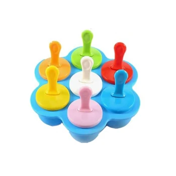  силиконови форми за попсикула мини 7-кухина DIY лед - мухъл с цветни пръчки за многократна употреба незалепваща храна клас Popsicle Maker издръжлив