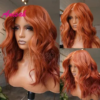 бразилски Remy коса джинджифил оранжева дантела предна перука човешка коса прозрачен Hd дантела фронтални перуки за жени