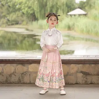 2023 Момиче кон рокля есен деца Ханфу древна супер фея рокля Tang рокля малко момиче