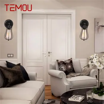 TEMOU класически стенни аплици светлина ретро таванско помещение LED лампа тела за декорация на домашен коридор