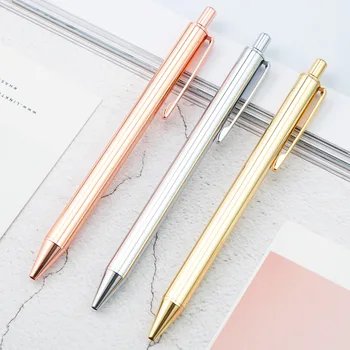 30PCS метални писалки канцеларски галванични розово злато преса топка писалка подарък