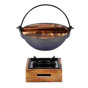 Японски стил традиционни съдове за готвене Serveware гласове Nabe Sukiyaki Nabemono малък личен размер супа гореща тенджера с дървен капак