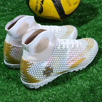 Професионални унисекс футболни обувки Дълги шипове TF глезена футболни ботуши Външни тревни клинове Футболни обувки Размер на ЕС 35-46