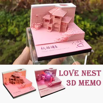 2024 Omoshiroi блок паметна подложка 3D бележник мини джамия модел изкуство хартия бележки офис аксесоари хартия декорация дърворезба Stic F6X5