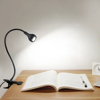 Гъвкав LED клип Превключвател за настолна лампа USB акумулаторна светлина за четене Нощна светлина Настолни лампи за спалня Лампа за лаптоп Начало Декор светлини