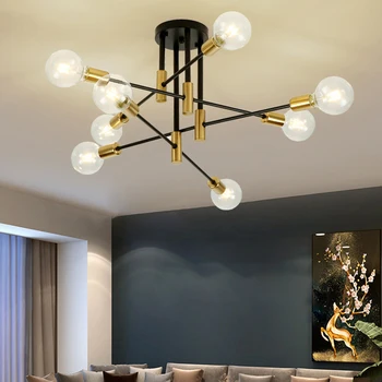 Модерен скандинавски LED полилей Edison крушки E27 Вътрешни осветителни тела за спалня Лампа за хол Дропшипинг Деро