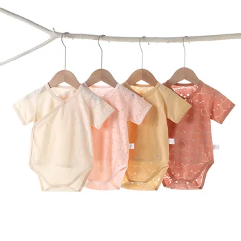 Бебешки бамбукови муселинови бебешки дрехи За деца Гащеризон с къс ръкав Лято Бебе Момиче Момче Гащеризон Дрехи за новородени