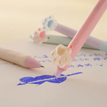 2бр Kawaii котка лапа изтриваеми гел писалки сладък синьо мастило игла писалки деца подарък корейски канцеларски училище офис писане доставки