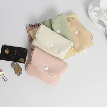 Portable монета чантата нов плътен цвят мини пари портфейл лек памук слушалки чанта жените ключ торбичка пътуване карта притежателя