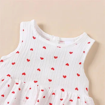 бебе момиче гащеризон рокля точка сърце печат лято без ръкави гащеризон за новородено малко дете сладки дрехи