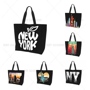 Ню Йорк дизайн рамо голяма пазарска чанта за мъже жени голям капацитет пазаруване хранителни супермаркет чанта един размер еко чанта