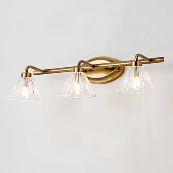 Популярен модерен дизайн цвете форма Златен Купър месинг осветление стена лампа спалня блясък огледало предна лампа