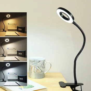 LED лампа за четене Детска настолна лампа Осветление за бюро гъвкаво затъмняване USB захранване клип лампи вътрешна спалня табла затъмняване доведе