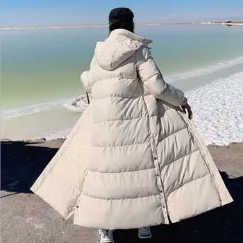 2023 Нова жена яке зимата надолу Parkas палта дълго запази топло ватирани памук за жени качулка подплатени връхни дрехи T172
