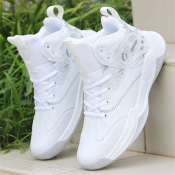 2024 Бели баскетболни обувки Мъжка баскетболна култура Спортни обувки на открито Мъжки кожени маратонки Ходещи обувки Chaussures de Basket