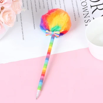 1 Промоционална творческа сладка цветна гел писалка с плюшена топка за училище офис канцеларски чисто нова висококачествена химикалка