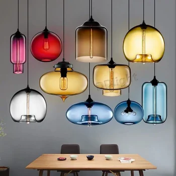 Ретро скандинавско стъкло Edison полилей прост модерен индустриален стил висулка лампа ресторант кафе бар таван висящи светлина