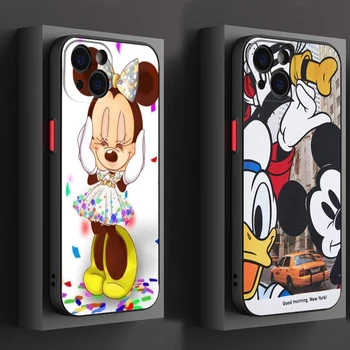 Disney Гуфи Мики Маус за iPhone 15 14 13 12 Mini 11 XS Pro Max X XR 8 7 6 Plus матирано полупрозрачно покритие на калъфа за телефон