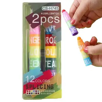  Маркери за маркер 2Pcs маркери за хайлайтър Ярки цветове Естетически маркери за възрастни Подчертаване на деца в офиса на домашното училище