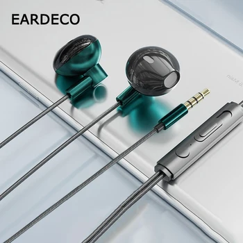 EARDECO 3.5mm кабелни слушалки с микрофон шумопотискащи слушалки с висококачествени кабелни пъпки за мобилни телефони Xiaomi