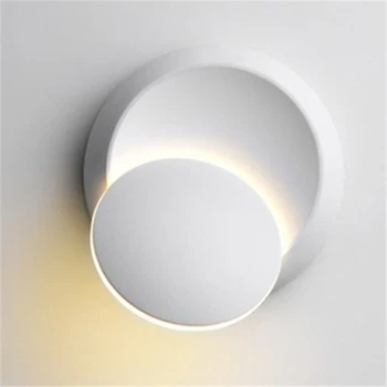1X LED нощна лампа Стенна лампа 360 градуса въртене регулируема Бяло и черно Черно творчески модерен коридор кръгла лампа стена лампа