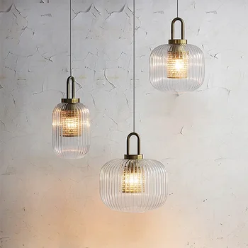 Модерни LED стъклени висулки Ретро лампа за трапезария Осветление за трапезария Кухня Декорация на дома Прозрачен полилей