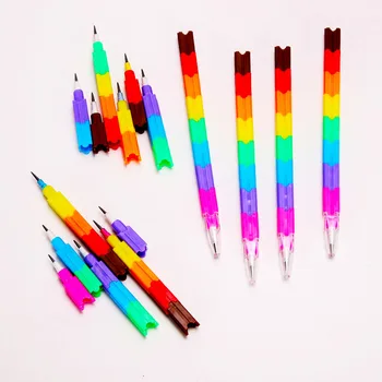 4Pcs / партида градивни блокове деца молив многофункционални цветни стакер суап не-заточване моливи играчки училище рожден ден подарък