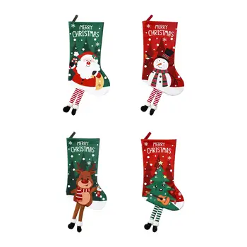 коледни чорапи чорап декорация подарък, коледно дърво декорация подарък чанта Коледа чорапи за фестивал Коледа на закрито, вечеря