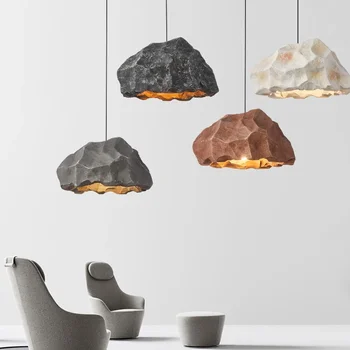 Nordic Wabi Sabi полилеи LED смола висулка лампа дизайнер рок форма окачване светлина хол висящи тела luminaria