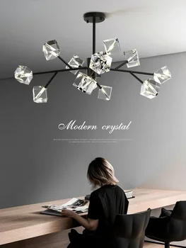 Всекидневна полилей светлина луксозен елегантен скандинавски прост модерен кристал трапезария спалня молекулярна лампа