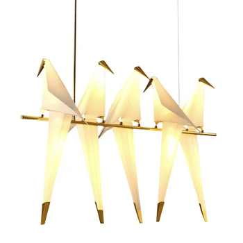 LED птица стена лампа нощна лампа творчески оригами хартия кран висулка светлина за таванско помещение спалня проучване фоайе трапезария полилей