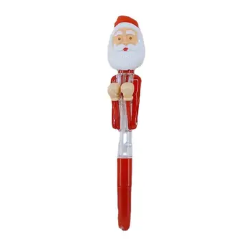Сладък химикалка сладък бокс действие Санта писалка със светлина смешно уникален празник подарък Коледни консумативи за библиотеки училища