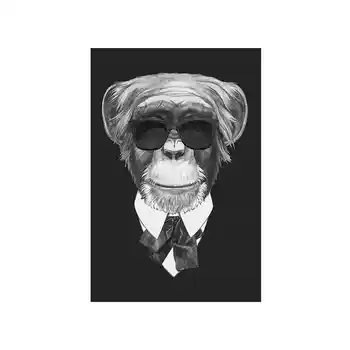 2/3/5 Тъмни очила костюм куче масло рисунка черно маслена живопис картина животински къща стена изкуство плакат платно снимка стенопис