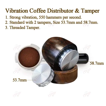 ITOP VTD Дистрибутор на вибрация на кафе Тампер 550 вибрации в секунда с 2 чук 53.7 и 58.7mm електрически тампер дистрибутор