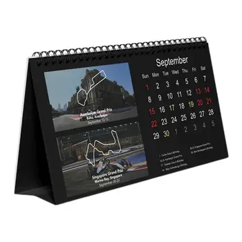 F1 Race Desk Календар 2024 F1 Настолен календар Двужично обвързване Лесно планиране Състезателен тематичен календар за Office Home Desktop И