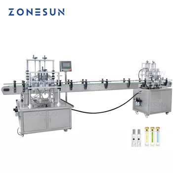 ZONESUN ZS-FAL180X Автоматична машина за пълнене с течен вакуум с 4 глави Линия Парфюм бутилка капачка машина Кримпване