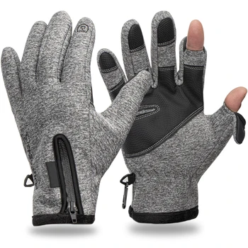 Топли зимни риболовни ръкавици Водоустойчиво покритие Ветроупорен дишащ пълен пръст Неплъзгащи се външни риболовни ръкавици
