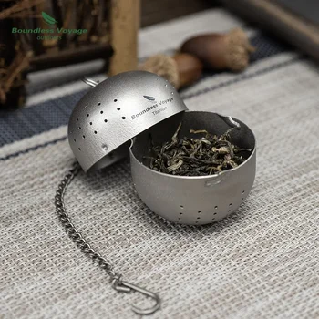Чист титанов филтър за чай на открито къмпинг къмпинг ултра лек преносим чай топка чай теч филтър чай яйце