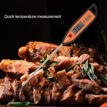  Термометър за готвене с дълга сонда Точен водоустойчив LCD дисплей Хранителен термометър за барбекю месо мляко печене дълга сонда цифрова