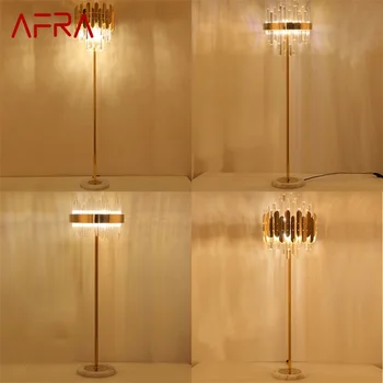 · AFRA подови лампи светлина съвременни LED луксозни кристал декоративни за дома хол спалня