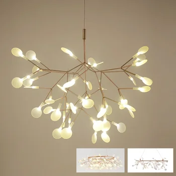 Пост модерен стилен дърво клон листа LED висулка светлина лампа декоративни светулка таван висящи тел кабел лампа светлина