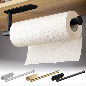 Държач за хартиена кърпа от неръждаема стомана Лепило за тоалетна ролка Държач за хартия без дупка Punch Кухня Баня Тоалетна Удължете багажника за съхранение
