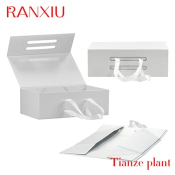 Персонализирана рециклируема персонализирана кутия за лого хартия Твърда картонена опаковка Бяла малка луксозна магнитна сгъваема опаковка за подаръчни кутии